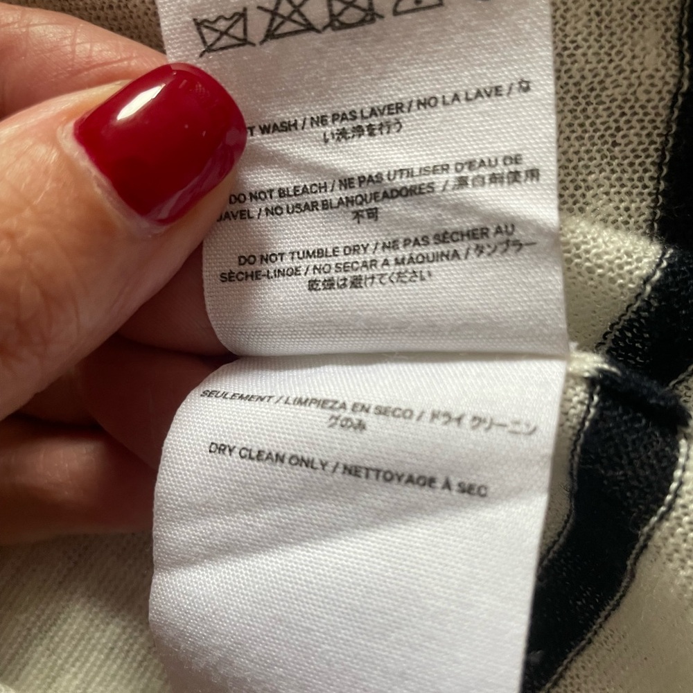 White Sheer Cardigan Sweater with Black Stripes - Picture 10 of 10